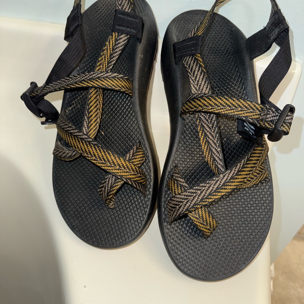 Black and Gold Strappy Sandals
